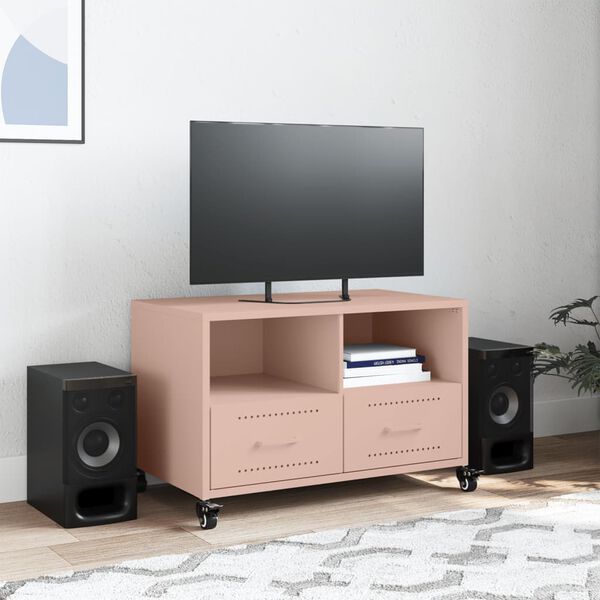 vidaXL TV-benk rosa 68x39x43,5 cm st&aring;l
