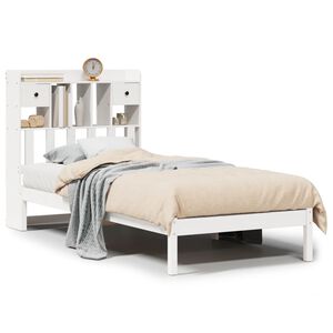 vidaXL Seng med bokhylle uten madrass hvit 90x190 cm heltre furu