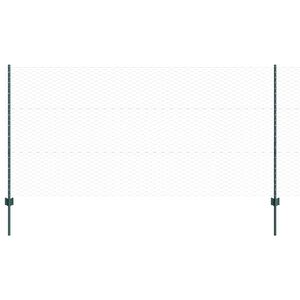 vidaXL Sekskantet gjerde med post 50 x 1,2 m PVC-belagt st&aring;l Gr&oslash;nn