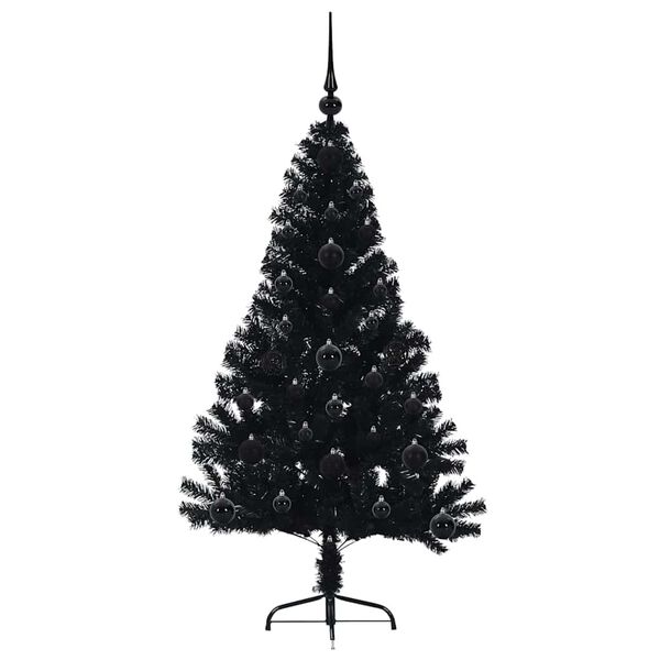 vidaXL Kunstig Forhåndsopplyst Juletre med 150 LED Svart 120 cm PVC