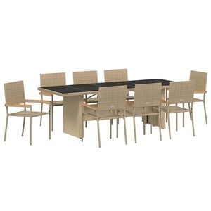 vidaXL Hage Spisegruppe 9 pcs Beige polyrotting