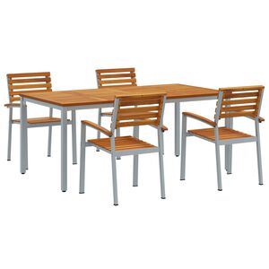 vidaXL Hage Spisegruppe 5 pcs Gr&aring; Solid akasietre
