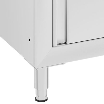 vidaXL Kommersielt arbeidsbord med skap 60x60x96 cm rustfritt stål