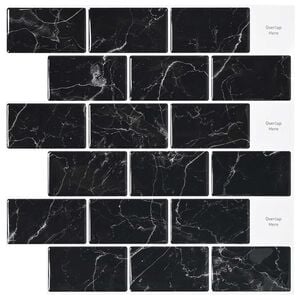 vidaXL Subway-flis 10 stk. Svart marmor 30 x 30 cm Polyuretan og PET