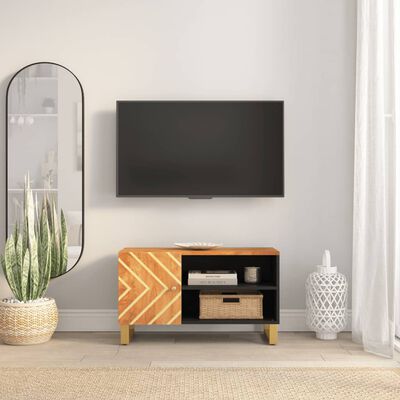 vidaXL TV-benk brun og svart 80x31,5x46 cm heltre mango