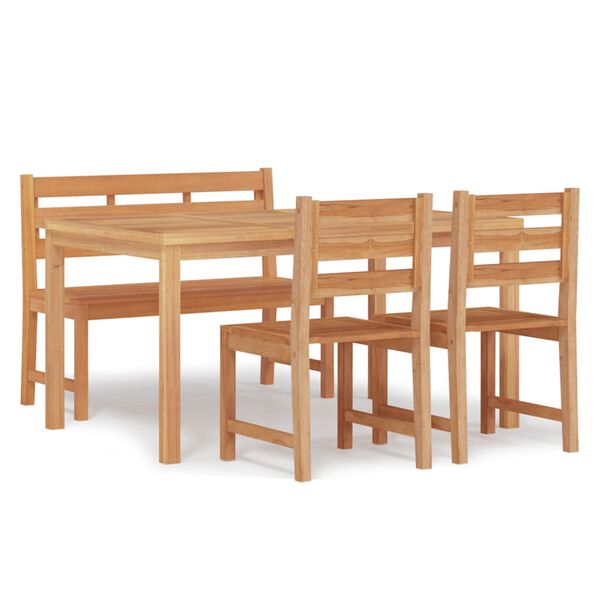 vidaXL Hagespisegruppe 4 deler heltre teak