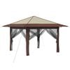 vidaXL Gazebo med 4 sidevegger 3,3 x 3,3 m Krem og brun