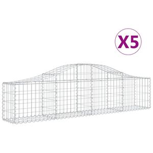 vidaXL Gabionkurver buede 5 stk 200x30x40/60 cm galvanisert jern