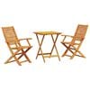 vidaXL Sammenleggbart Bistrosett 3 pcs Brun Solid akasietre