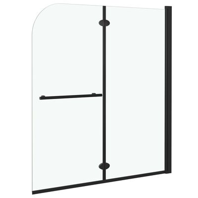 vidaXL Leddet dusjdør med 2 paneler ESG 120x140 cm svart