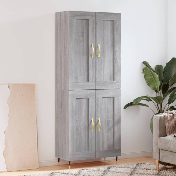 vidaXL Highboard gr&aring; sonoma 69,5x34x180 cm konstruert tre