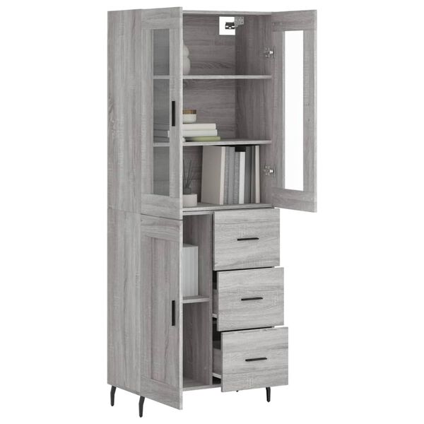vidaXL Highboard gr&aring; sonoma 69,5x34x180 cm konstruert tre