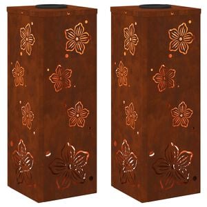 vidaXL Solenergi LED stibelys 2 pcs Corten St&aring;l Corten St&aring;l
