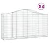 vidaXL Gabionkurver buede 3 stk 200x50x100/120 cm galvanisert jern
