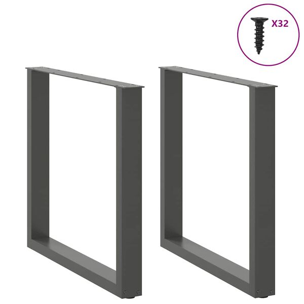 vidaXL Spisebordben U-formet 2 stk antrasitt 90 x (72-73) cm stål