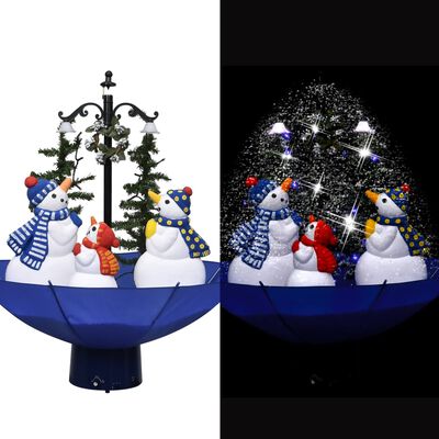 vidaXL Kunstig juletre med snø og paraplyfot blå 75 cm PVC