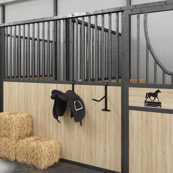 vidaXL Salstativ med hodelagskrok enkeltarms b&aelig;rbart svart jern