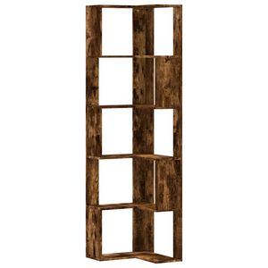 vidaXL Bokhylle hj&oslash;rne 5 etasjer r&oslash;kt eik 50x50x179 cm konstruert tre