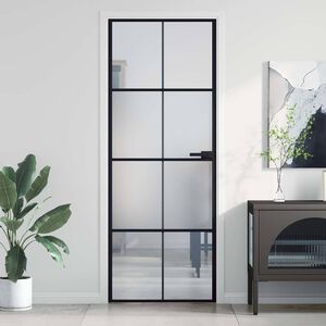 vidaXL Innerd&oslash;r slank svart 76x201,5 cm herdet glass og aluminium
