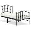 vidaXL Sengeramme i metall med hode- og fotgavl svart 75x190 cm