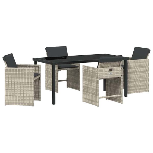 vidaXL Hage Spisegruppe 5 pcs Lysegr&aring; polyrotting