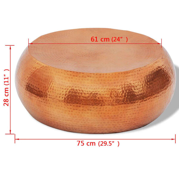 vidaXL Hamret aluminium salongbord messing/kobberfarget