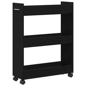 vidaXL Kabinett med hjul Svart Eik 60 x 22 x 79 cm