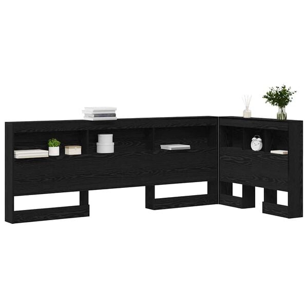 vidaXL Lagringshodegavl med hylle Svart Eik 90 cm Konstruert tre