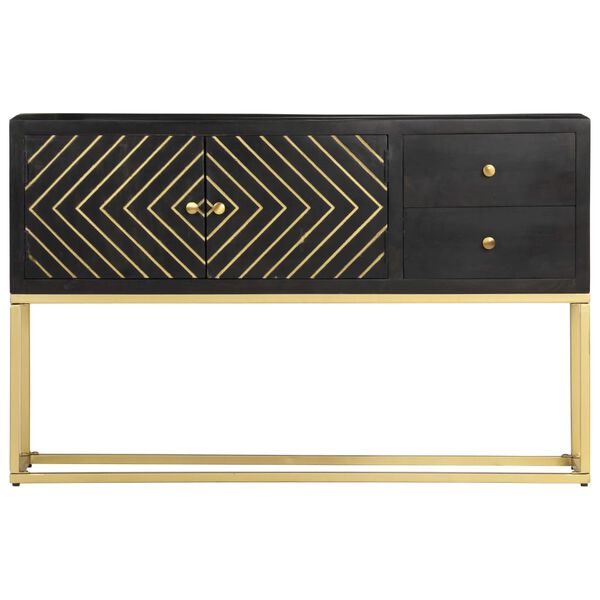 vidaXL Sidebord svart og gull 120x30x75 cm heltre mango