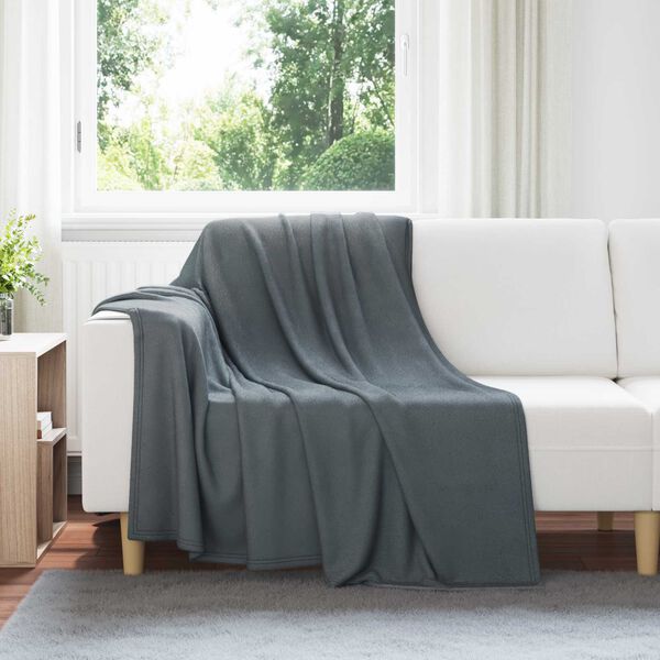 vidaXL Kastepledd 6 pcs M&oslash;rkegr&aring; 200 x 150 cm Fleece