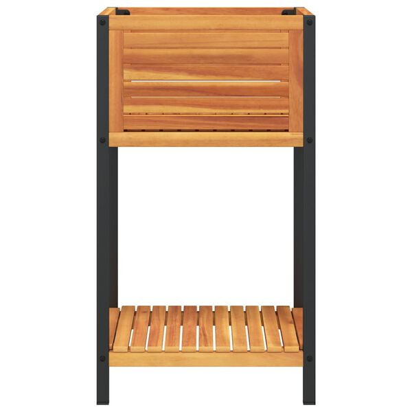 vidaXL Plantekasse med hylle 45x45x80 cm heltre akasie og st&aring;l