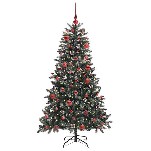 vidaXL Kunstig juletre med 150 LED gr&oslash;nn 150 cm PVC og plast og st&aring;l