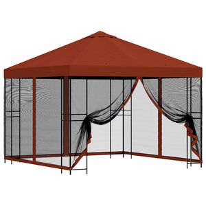 vidaXL Hagepaviljong med sidevegger 3 x 3 m Terrakotta