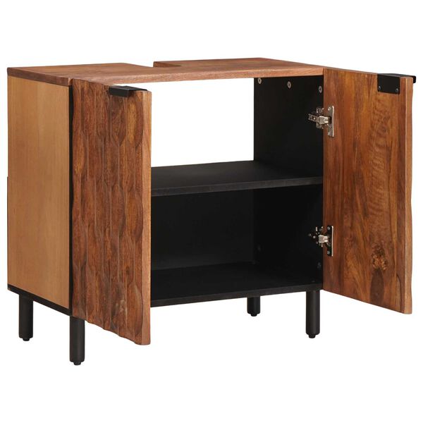 vidaXL Baderomsvaskeskap med d&oslash;r Brun 62 x 33 x 58 cm Massiv mango tre