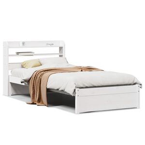 vidaXL Sengeramme med hodegavl hvit 75x190 cm heltre furu