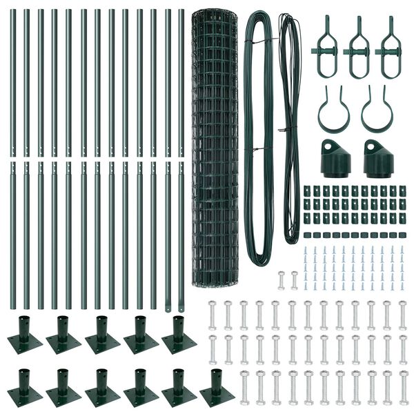 vidaXL Gjerde med stolpe grønn 1,2 x 25 m Stål og PVC