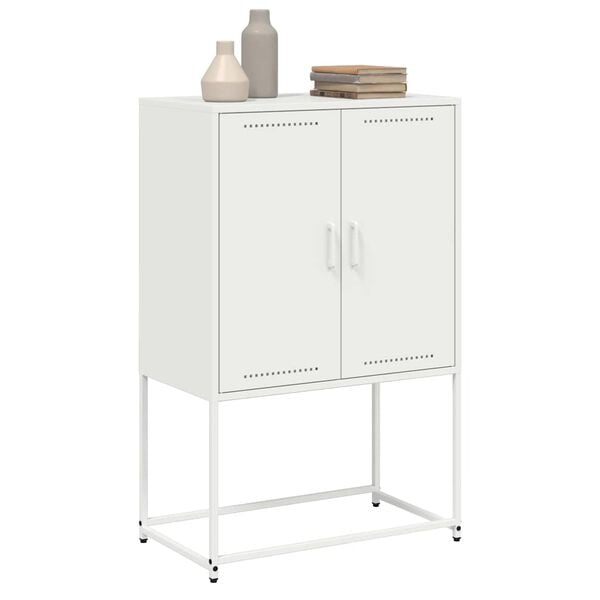 vidaXL Highboard hvit 68,5x38,5x107 cm st&aring;l