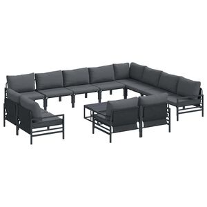 vidaXL Hagesofa Set 13 stk. Svart St&aring;l