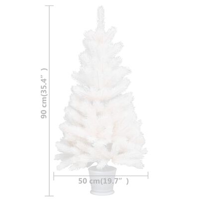vidaXL Forhåndsbelyst kunstig juletre med kulesett hvit 90 cm