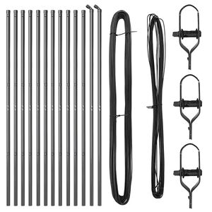 vidaXL Gjerdep&aring;le 13 pcs Gr&aring; St&aring;l