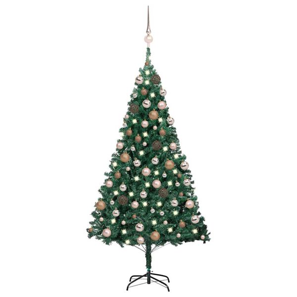 vidaXL Forh&aring;ndsbelyst kunstig juletre med kulesett gr&oslash;nn 180 cm PVC