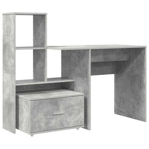 vidaXL Skrivebord Betonggr&aring; Konstruert tre 131,5 x 50 x 106,5 cm