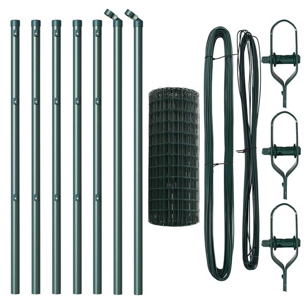 vidaXL Gjerde med stolpe gr&oslash;nn 0,4 x 10 m St&aring;l og PVC