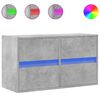 vidaXL Vegghengt TV-benk med LED-lys betonggr&aring; 80x31x45 cm