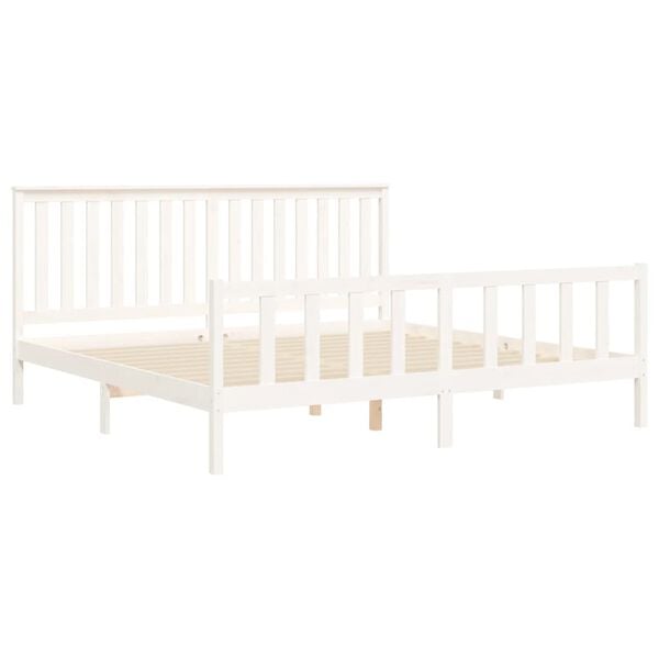 vidaXL Sengeramme med madrass hvit 200x200 cm heltre furu