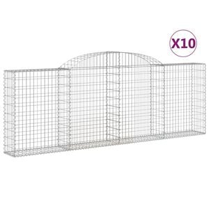 vidaXL Gabionkurver buede 10 stk 300x30x100/120 cm galvanisert jern
