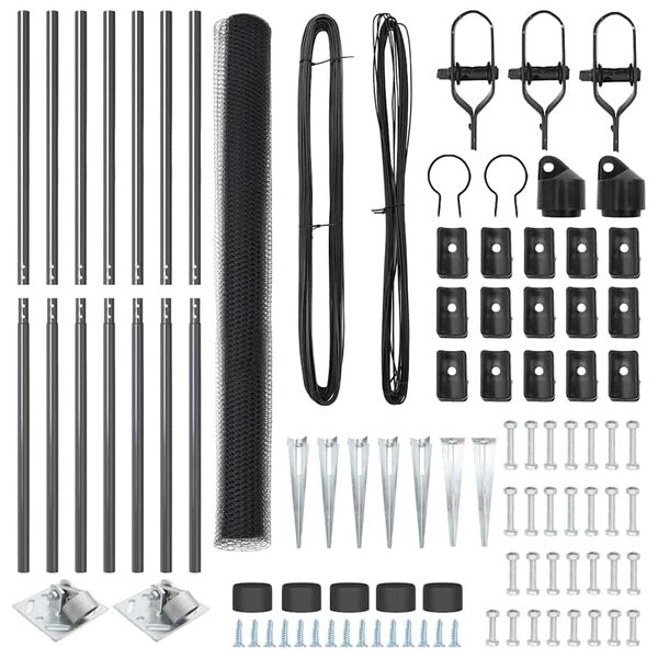 vidaXL Gjerdep&aring;le Gr&aring; 10 x 1,5 m (25 mm mesh) St&aring;l og PVC