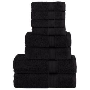 vidaXL Premium h&aring;ndklesett 8 deler SOLUND svart 600 g/m2