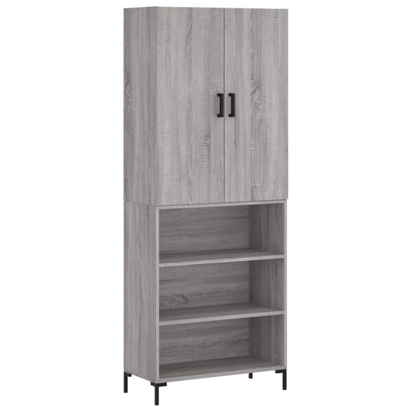 vidaXL Highboard grå sonoma 69,5x34x180 cm konstruert tre