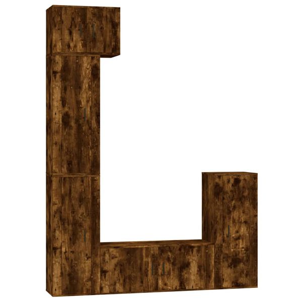 vidaXL TV-skapsett 5 deler r&oslash;kt eik konstruert tre